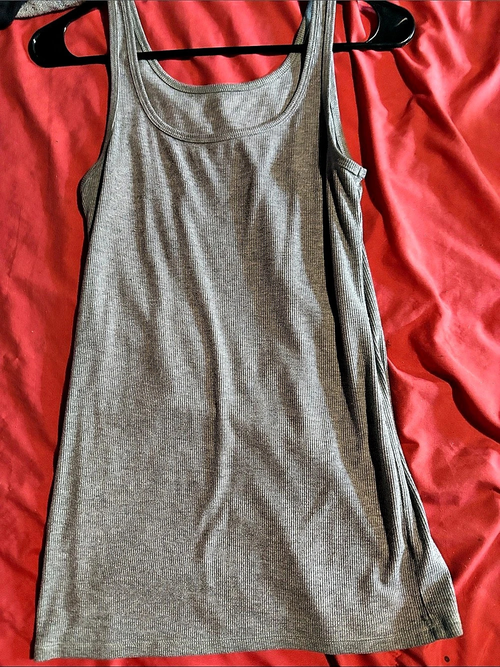 Gray Ribbed Tank Top